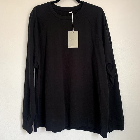 NWT Everlane Uniform The Premium-Weight Long-Sleeve Crew Tee in Black - Picture 3 of 11